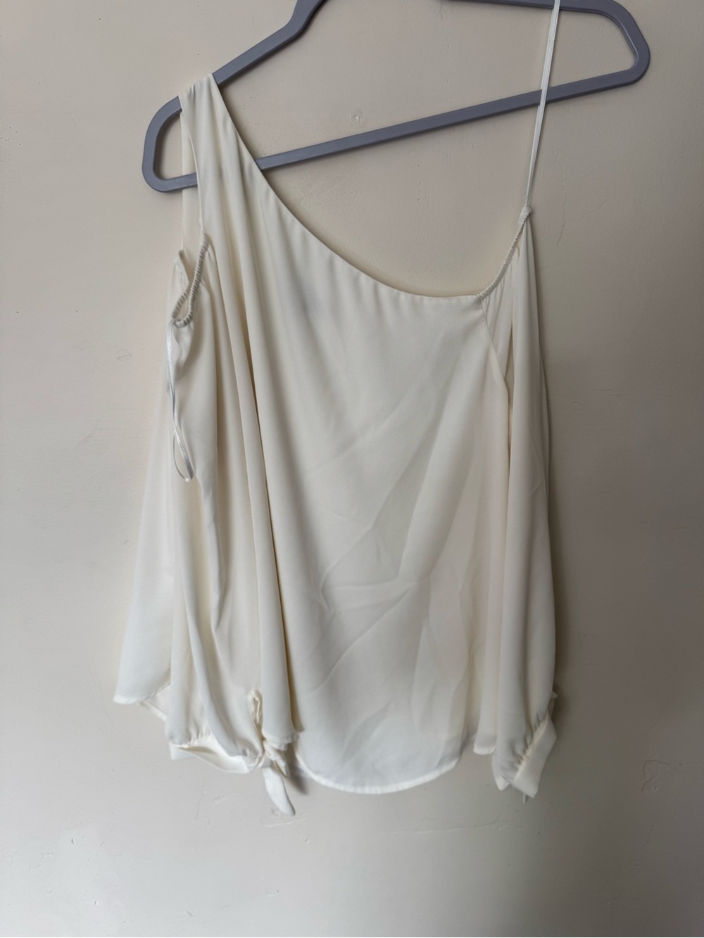 Express Cream One-Shoulder Draped Top